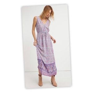 Lucky Brand Short Sleeve V Neck Floral Maxi Dress